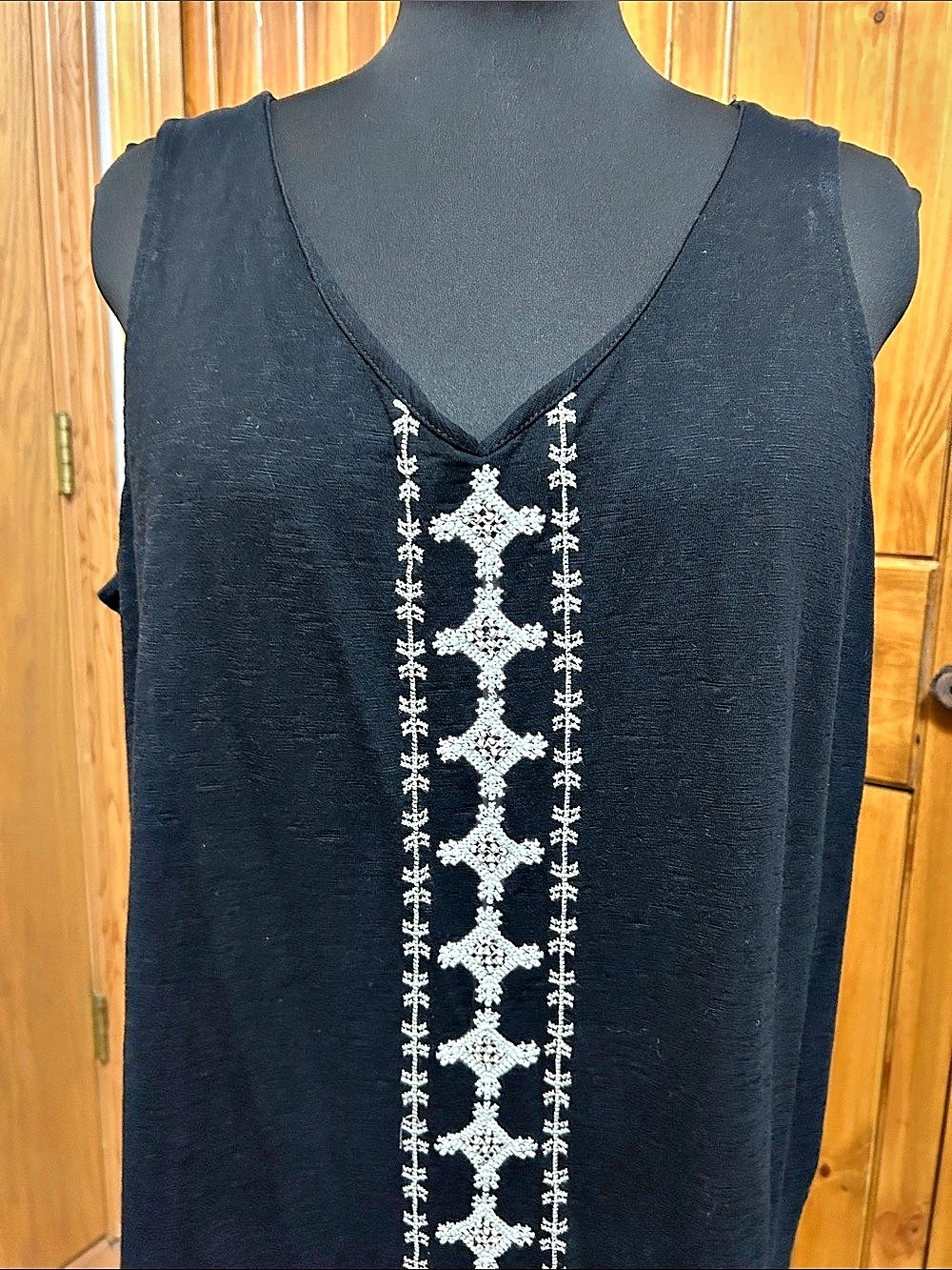 J. Jill Embroidered Maxi Dress in Black & White XL Petite used condition - Picture 3 of 5